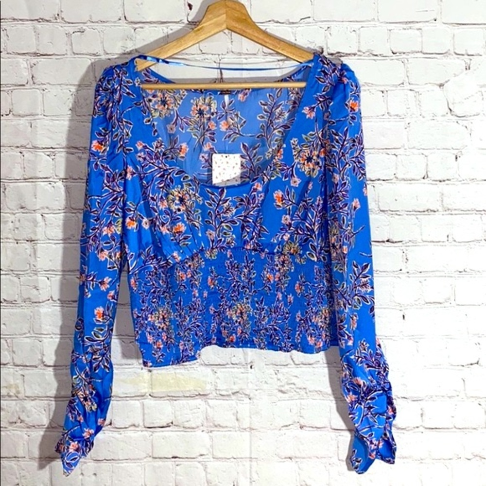 Free People Blue Floral Blouse